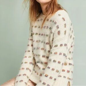 Anthropologie Silver Tinsel Multicolor Yarn Oversized Pullover Sweater 🎄